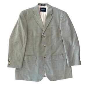 NAUTICA Tan Herringbone 3 Button Wool Silk Blazer Sport Coat 42S 42 Short